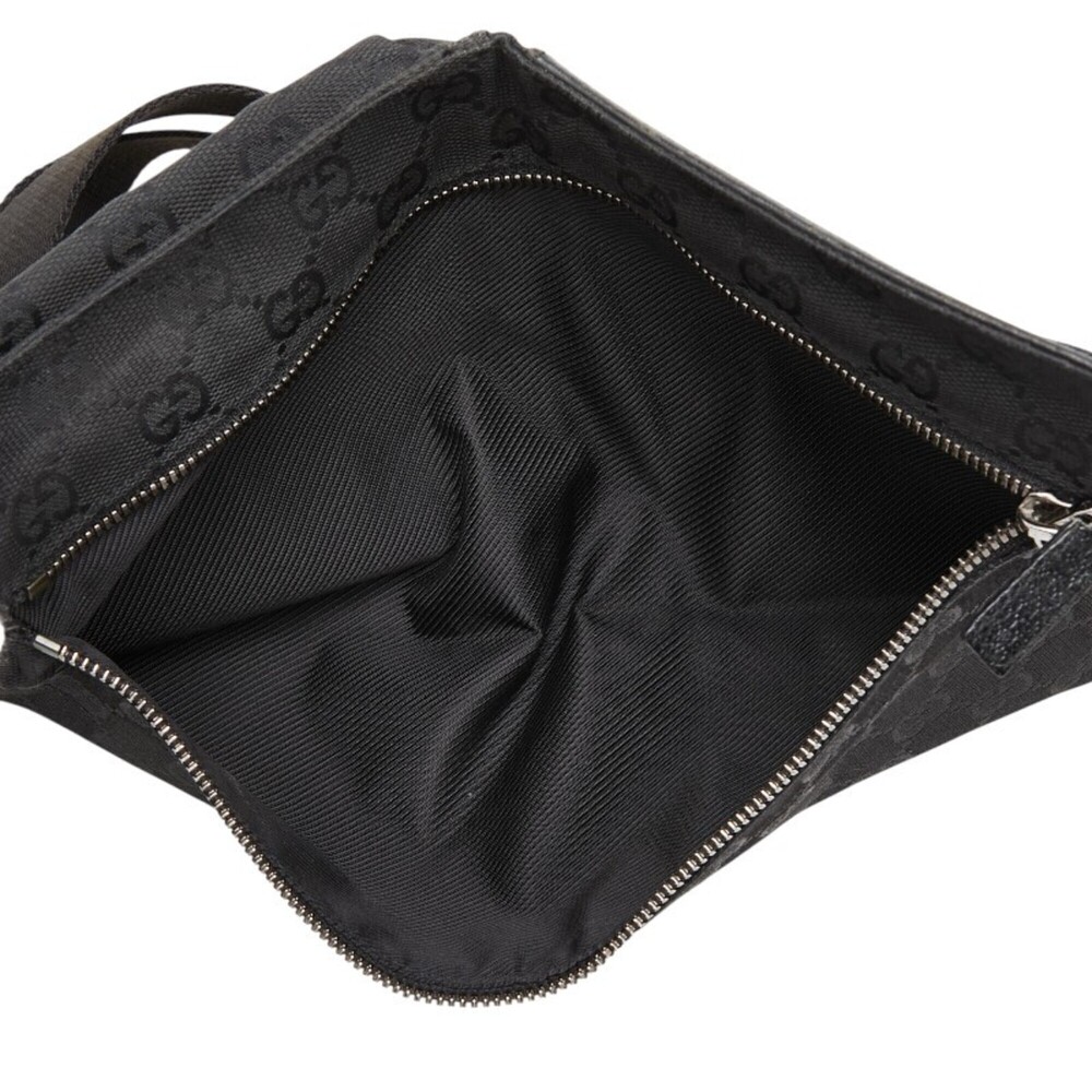 Gucci GG Canvas Waist Bag 28566 Black Leather Women's GUCCI - Picture 10 of 12
